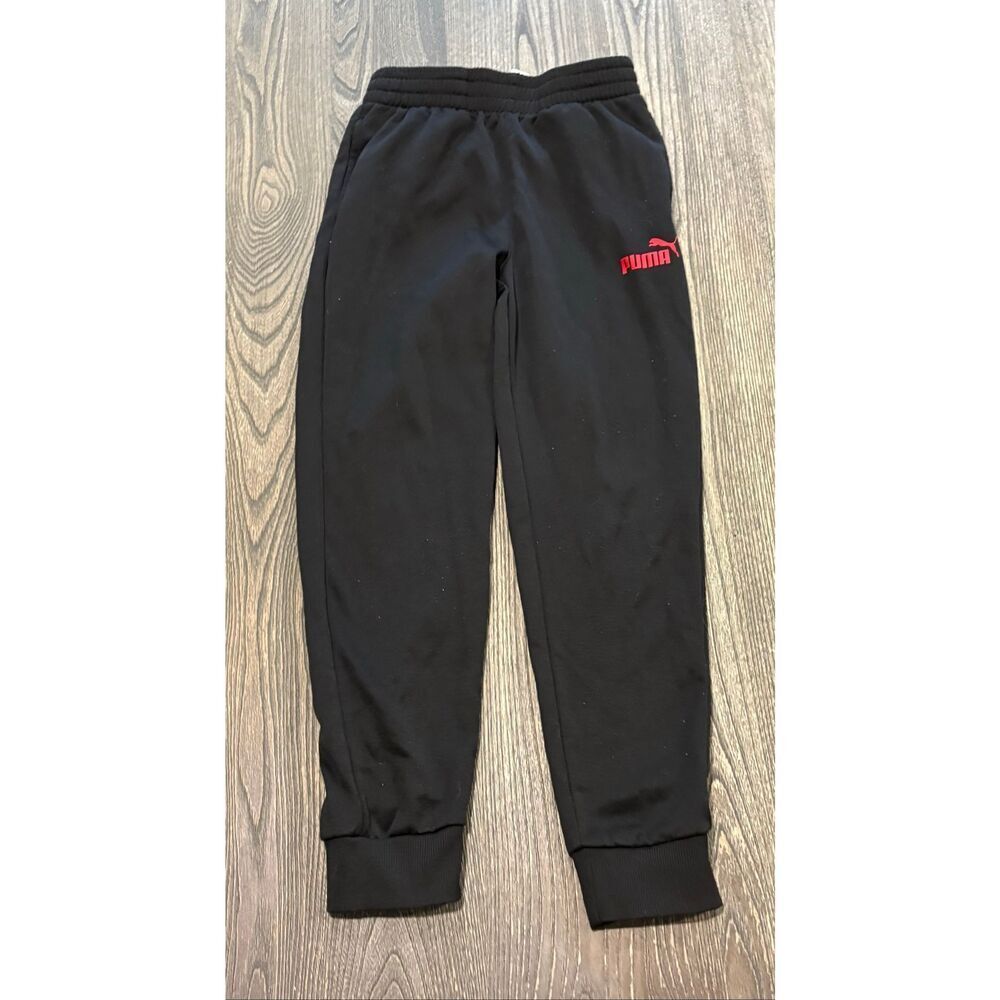 PumaโBoys Sweat Jogger Pants Elastic Waist Logo Print Pull-On Black Size L